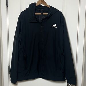 Adidas Black Windbreaker 3-stripes Hooded Jacket XL